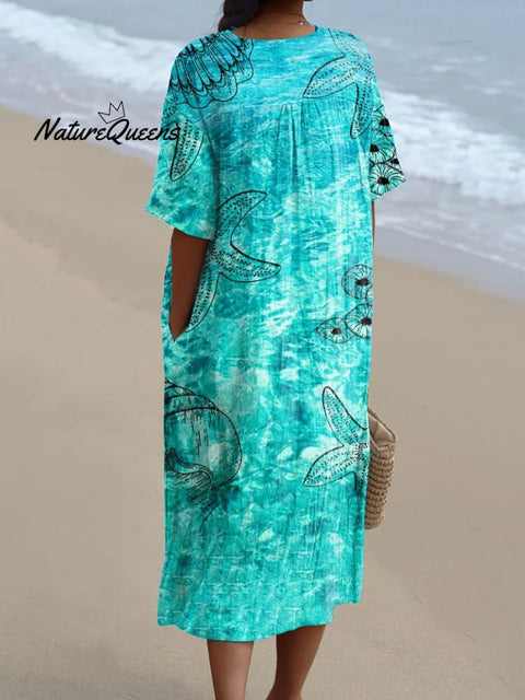 Women's   Ocean  Art Print  Casual Dress