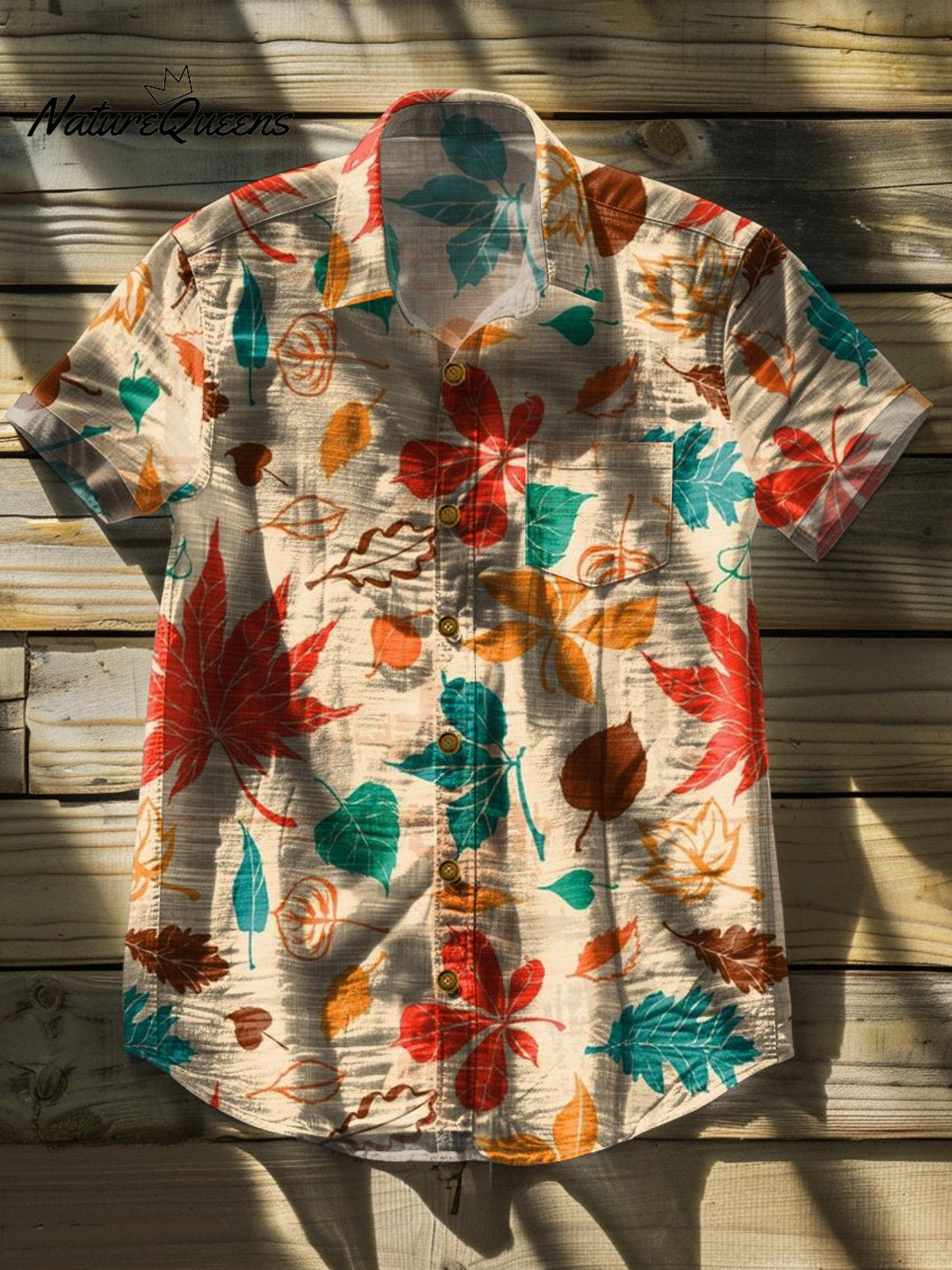 Maple Leaf Vintage Print Casual 100% Cotton Shirt