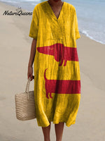 Women's Cute Animal Fun and Colorful Dogs Dachshund Art Print Flowy Dress