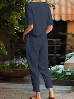 Cotton And Linen Summer Half - Sleeve Oversized Homewear Suit
