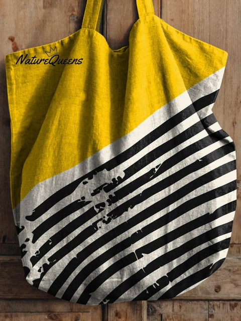 Geometric Abstract Art Printed Linen Tote Bag