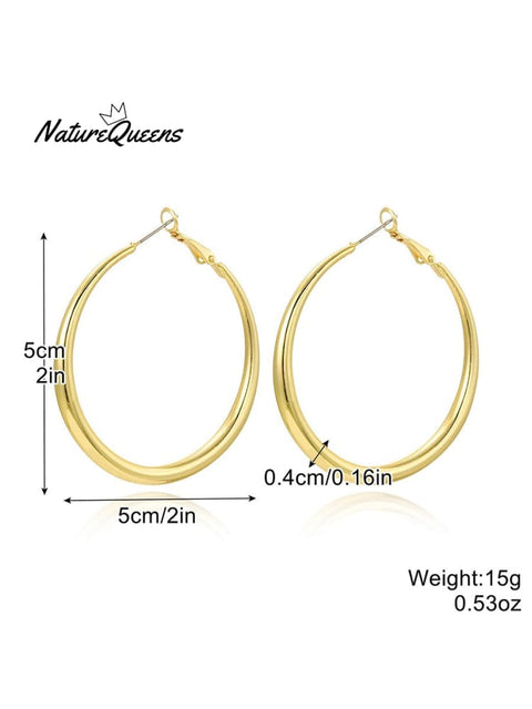 Geometric Metal Shape Plain Hoop Earrings 5 / Onesize