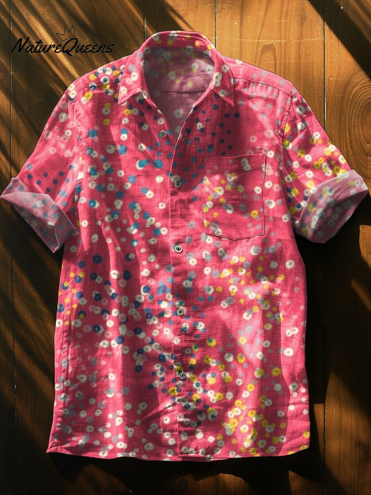 Sequence Vintage Art Print Casual 100% Cotton Shirt