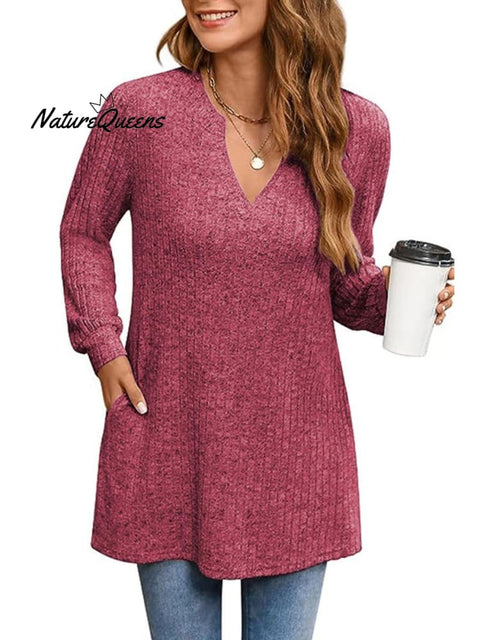 Women's Solid Color Stylish Long-sleeved Casual Knitted Top