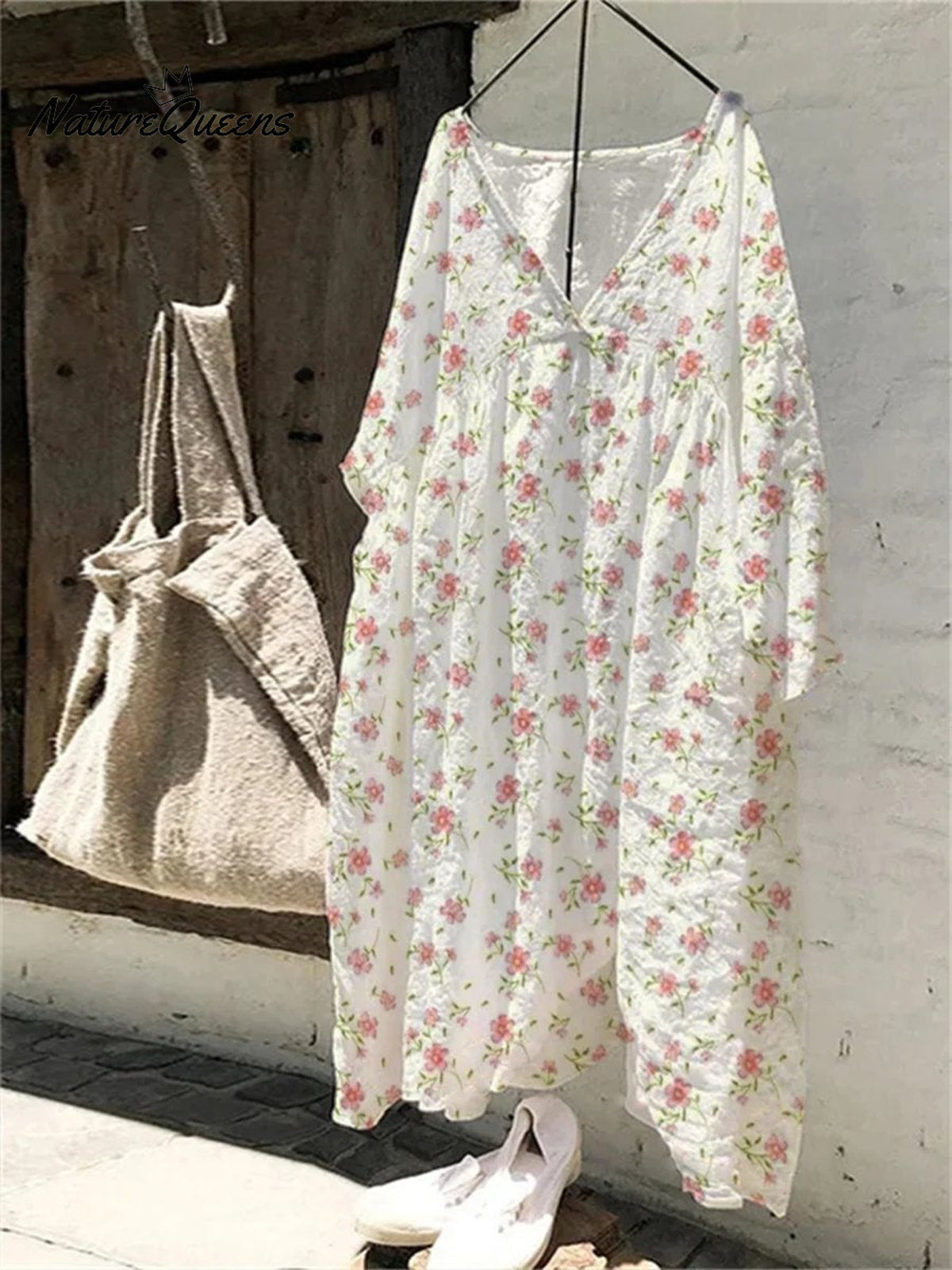 Women’s Flower Art Print Casual Dress Multicolor / S