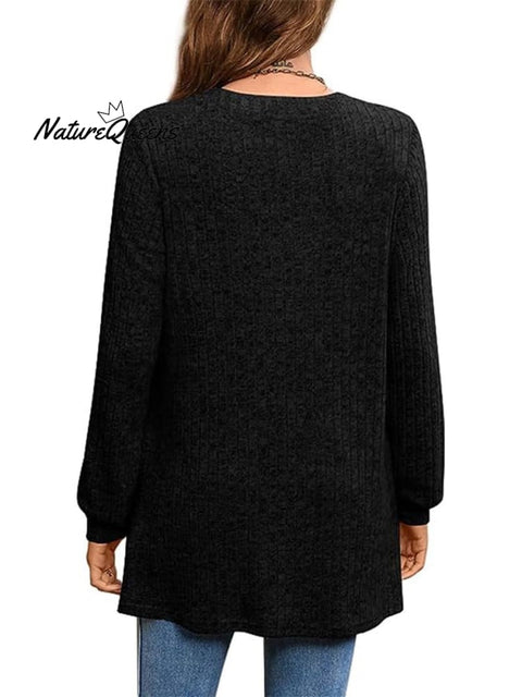 Women's Solid Color Stylish Long-sleeved Casual Knitted Top