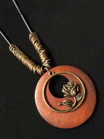 Women's Ethnic Style Wood And Alloy Long Chain Necklace