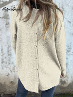 Women's Vintage Lovely Fish Art Print Button Back Casual Knitted Shirt