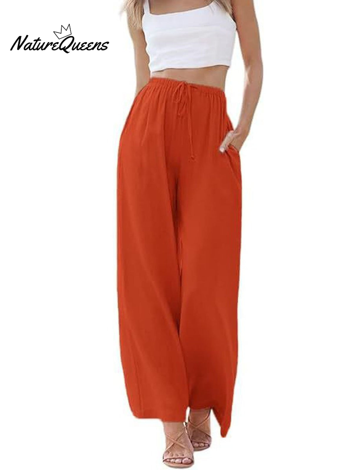Women's Solid Color Loose Elegant Casual Simple Cotton And Linen Pants