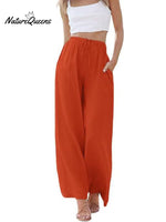 Women's Solid Color Loose Elegant Casual Simple Cotton And Linen Pants