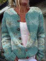 Blue Dream Star Print Buttoned Cardigan Sweater