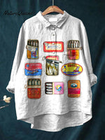 Women'sFishArt Print Casual Cotton And Linen Shirt