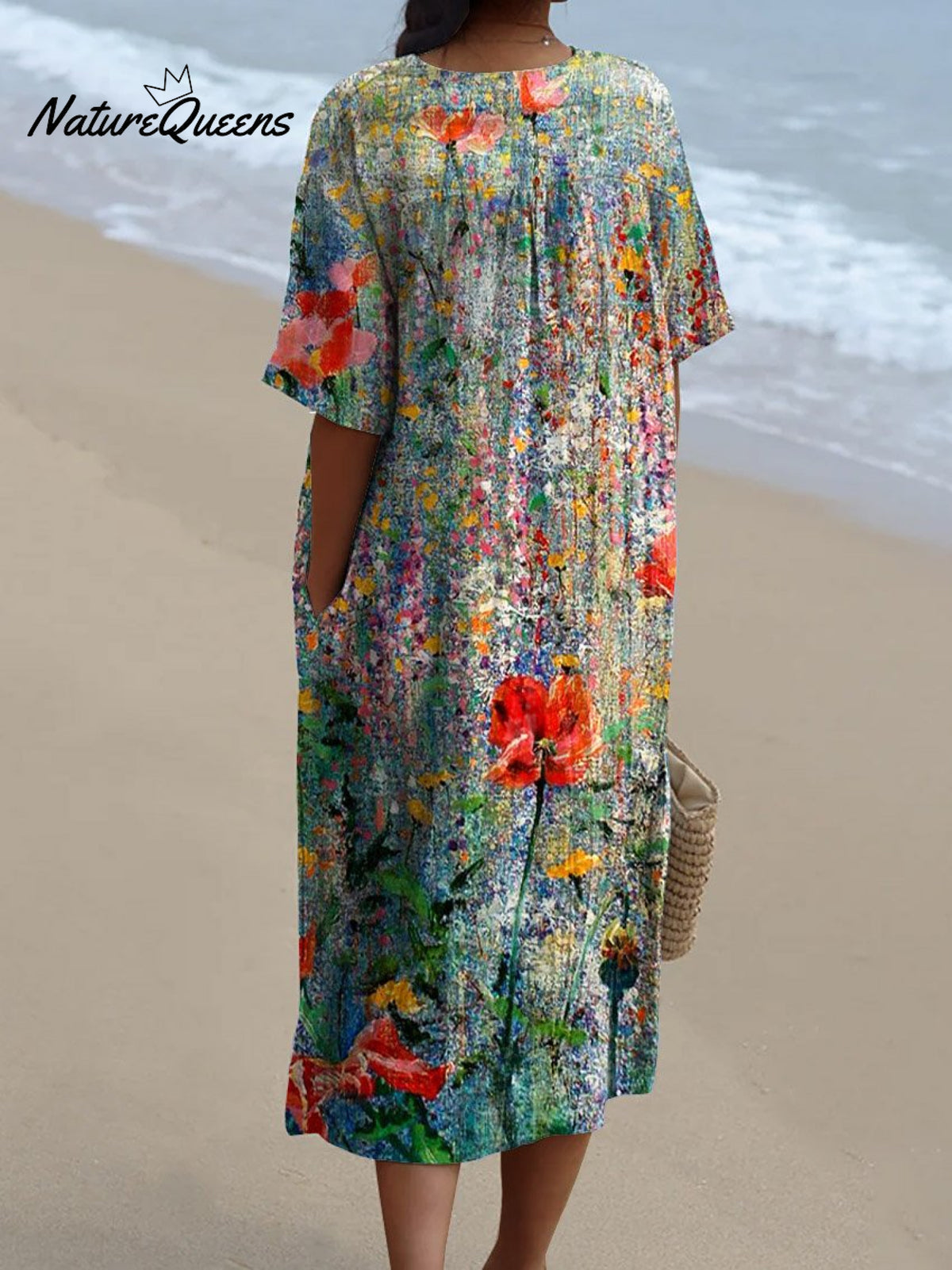 Women’s Retro Floral Art Print Casual Flowy Dress