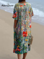 Women’s Retro Floral Art Print Casual Flowy Dress