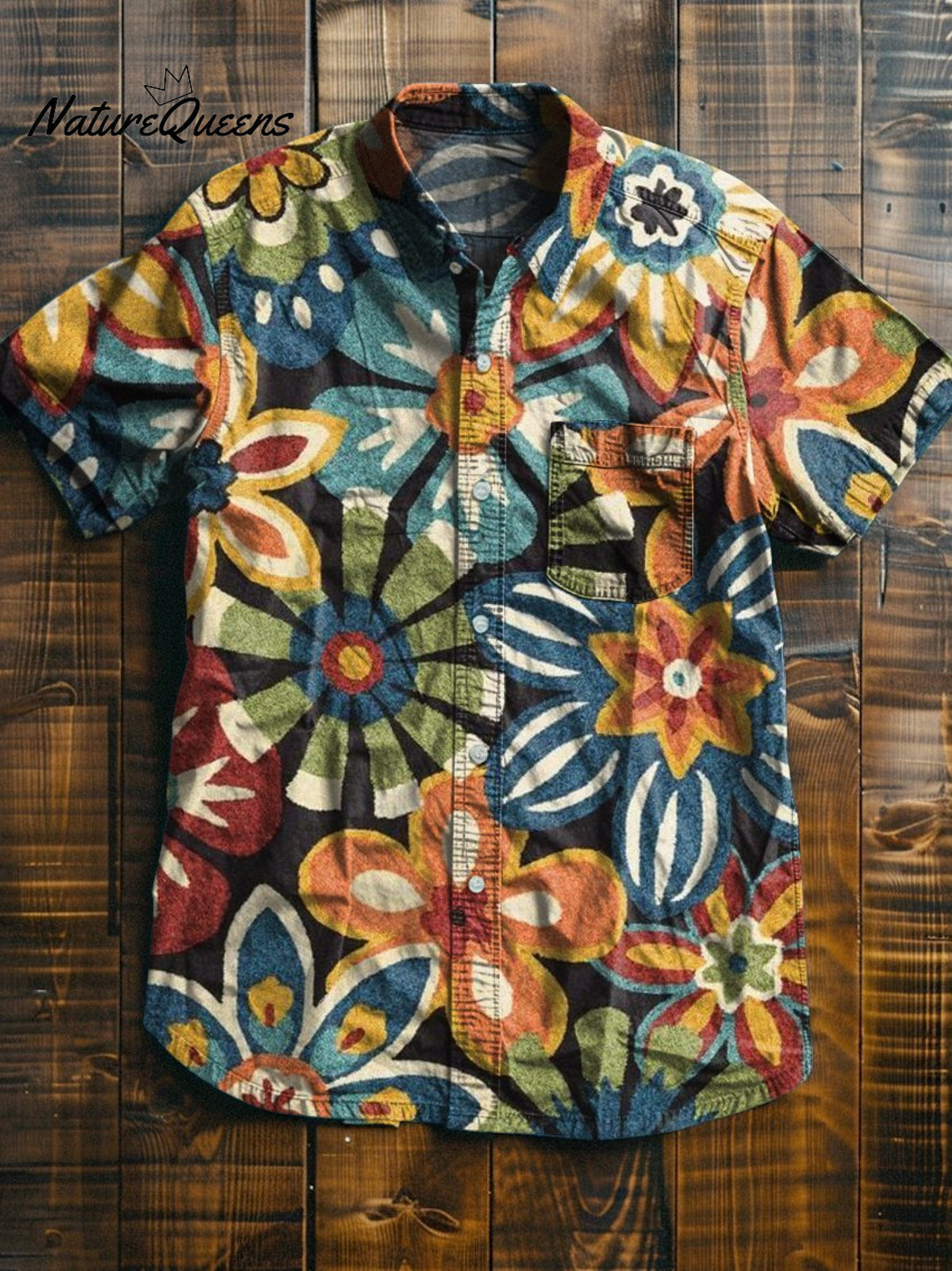 Flowers Vintage Print Casual 100% Cotton Shirt