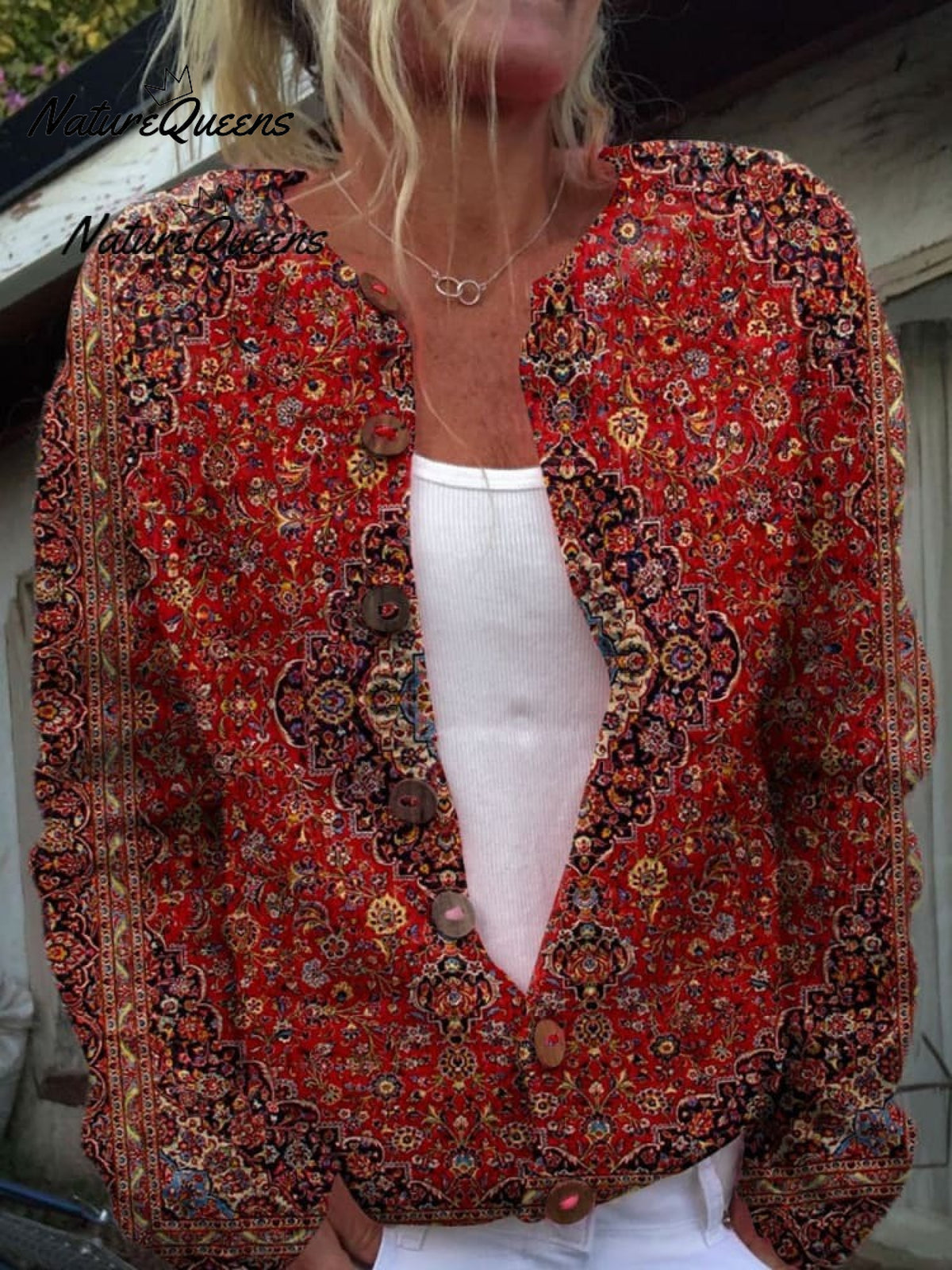 Women's Vintage Art Print Casual Pullover Sweater