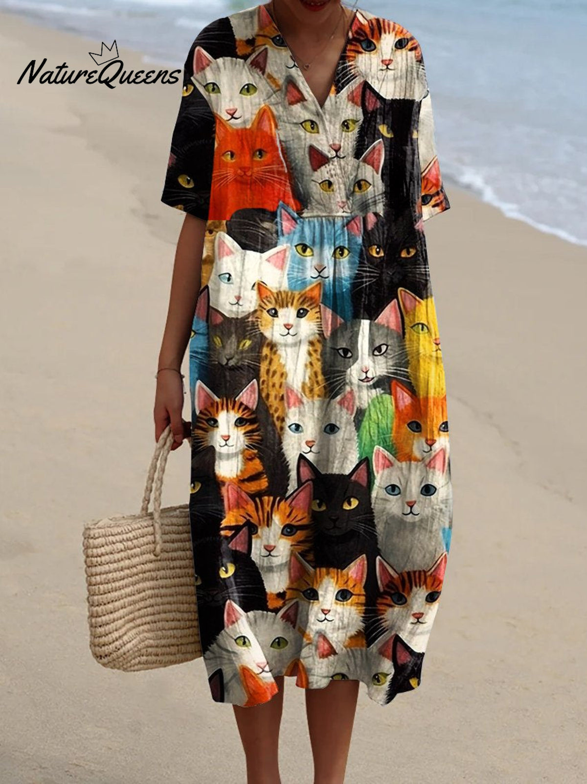 Women's FlowerArt PrintCasual Dress