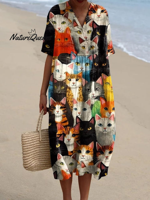 Women's Flower  Art Print  Casual Dress