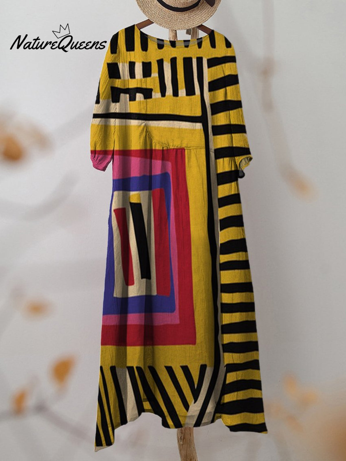 Women's Abstract Painterly Print Pocket Cotton Dress