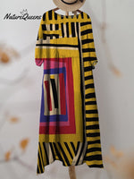 Women's Abstract Painterly Print Pocket Cotton Dress