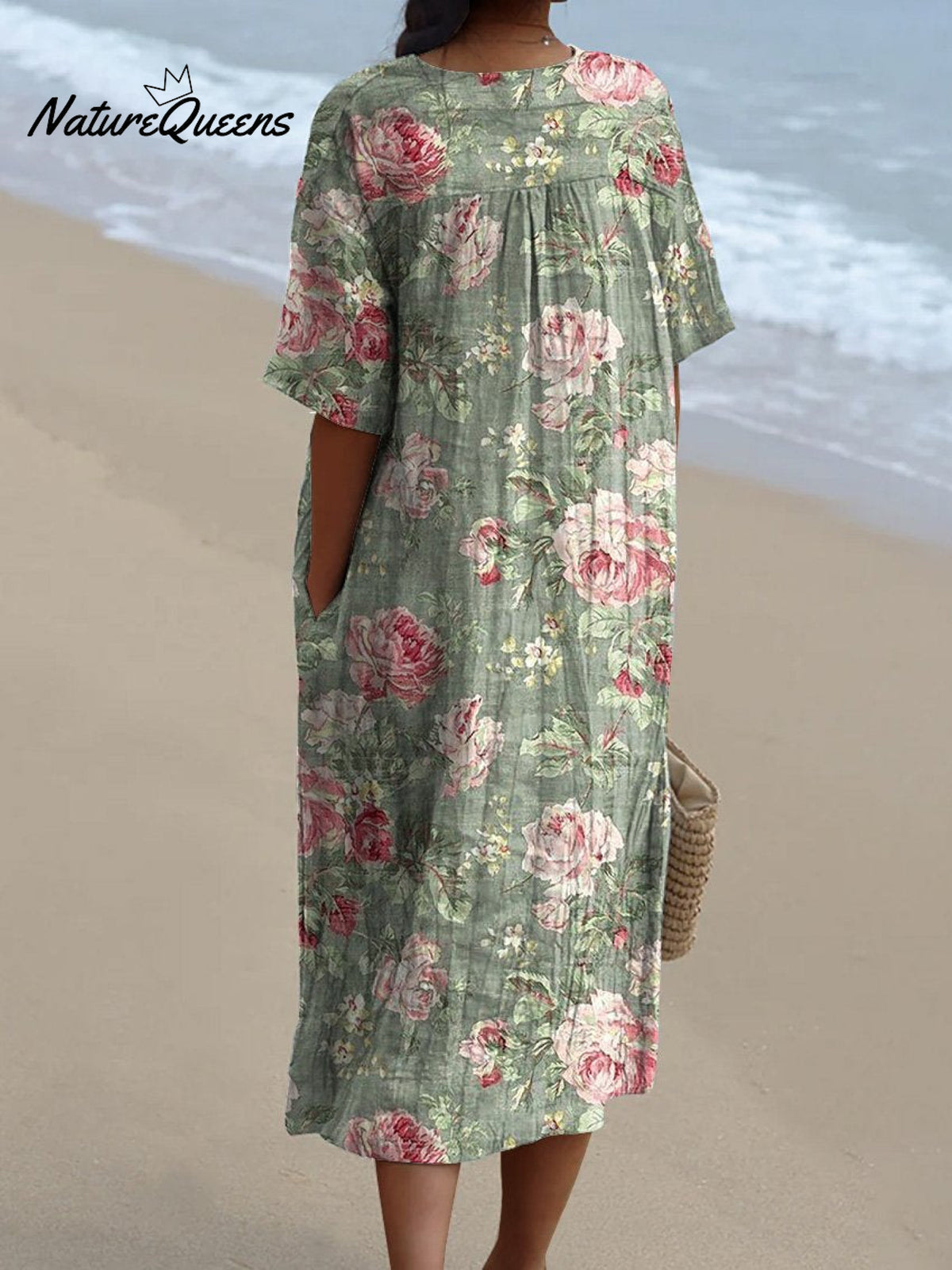 Vintage Romantic Rose Pattern Printed Women’s Flowy Dress