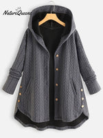 Women's Retro Stylish Casual Long Sleeve Loose Hooded Warm Cotton Jacket Coat