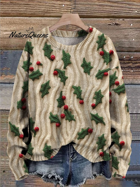 Christmas Tree Claus Print Knit Pullover Sweater