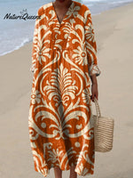 Women'sSymmetrical Art FlowersPrint Casual Dress