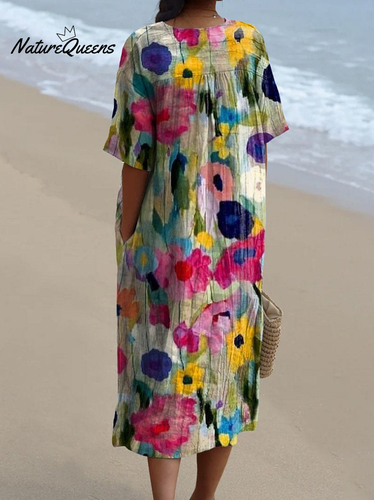 Women's Vintage Floral Art Print Casual Flowy Dress