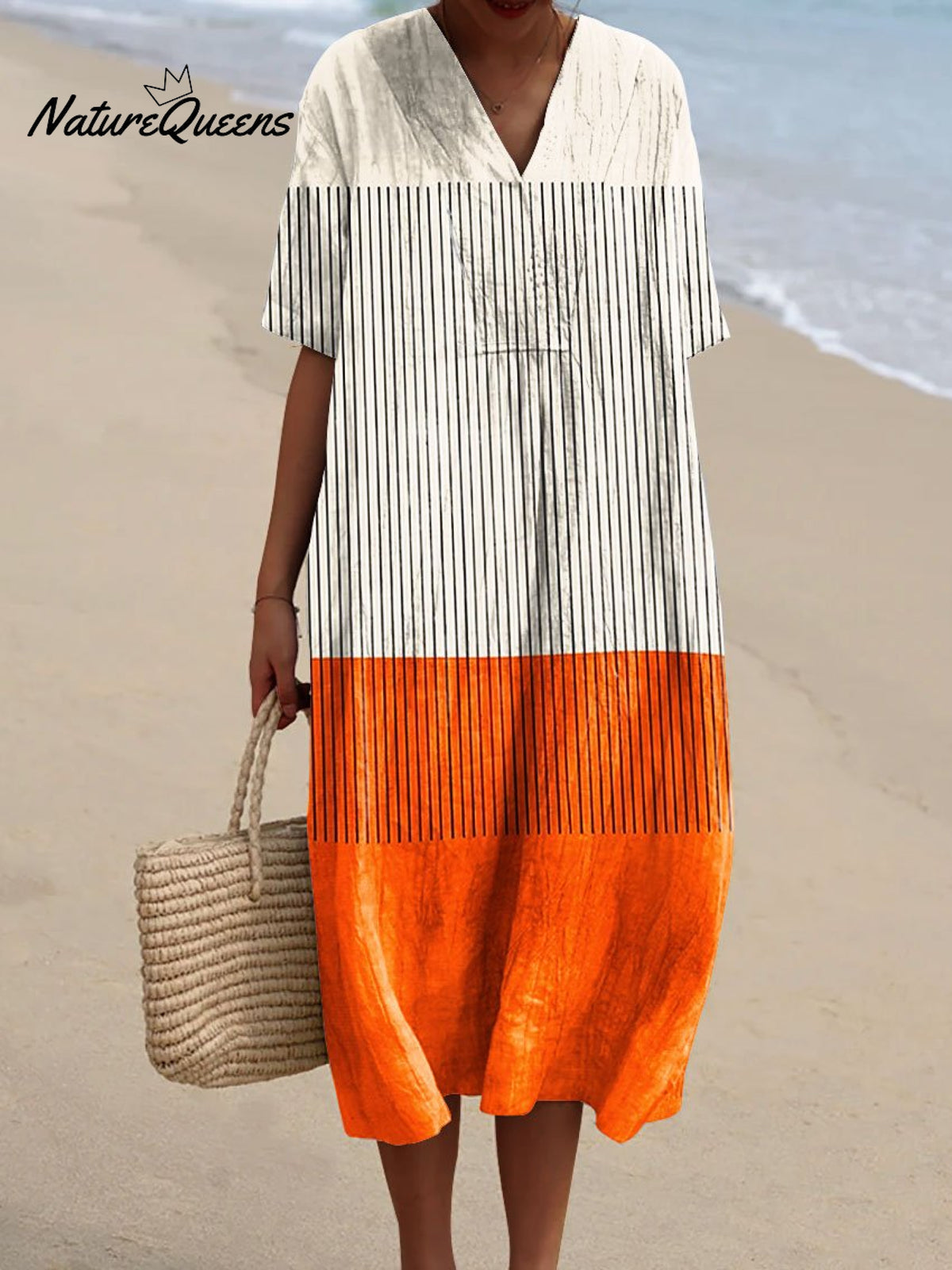 Women's Colorful Geometric Stripes Abstract Art Print Flowy Dress