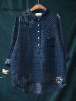 Women's Abstrct Art Casual Cotton And Linen Shirt