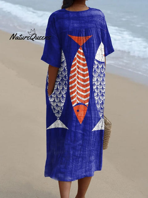Women's  Fish  Art Print  Casual Dress