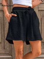 Women’s Solid Color Casual Shorts Black / S