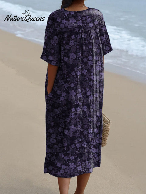 Ditsy Small Spring Floral Seamless Repeat Pattern Printed Women's Flowy Dress