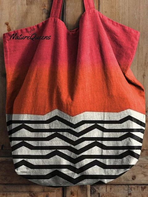 Irregular Geometric Art Printed Linen Tote Bag