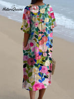 Colorful Spring Floral Garden Printed Women’s Flowy Dress