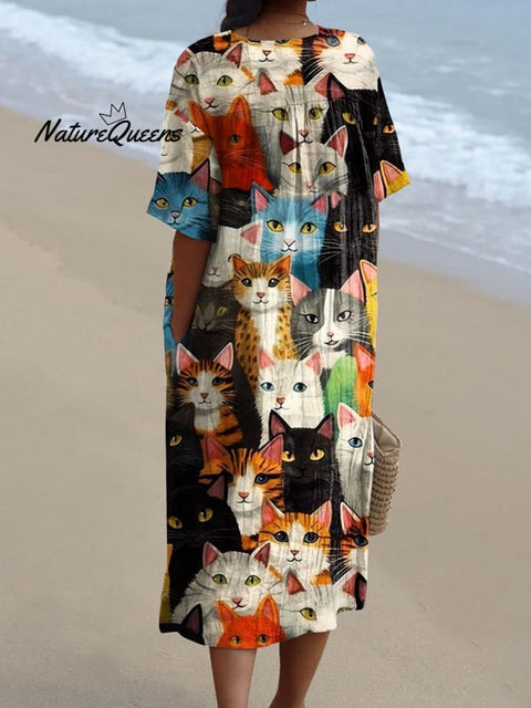 Women's Flower  Art Print  Casual Dress