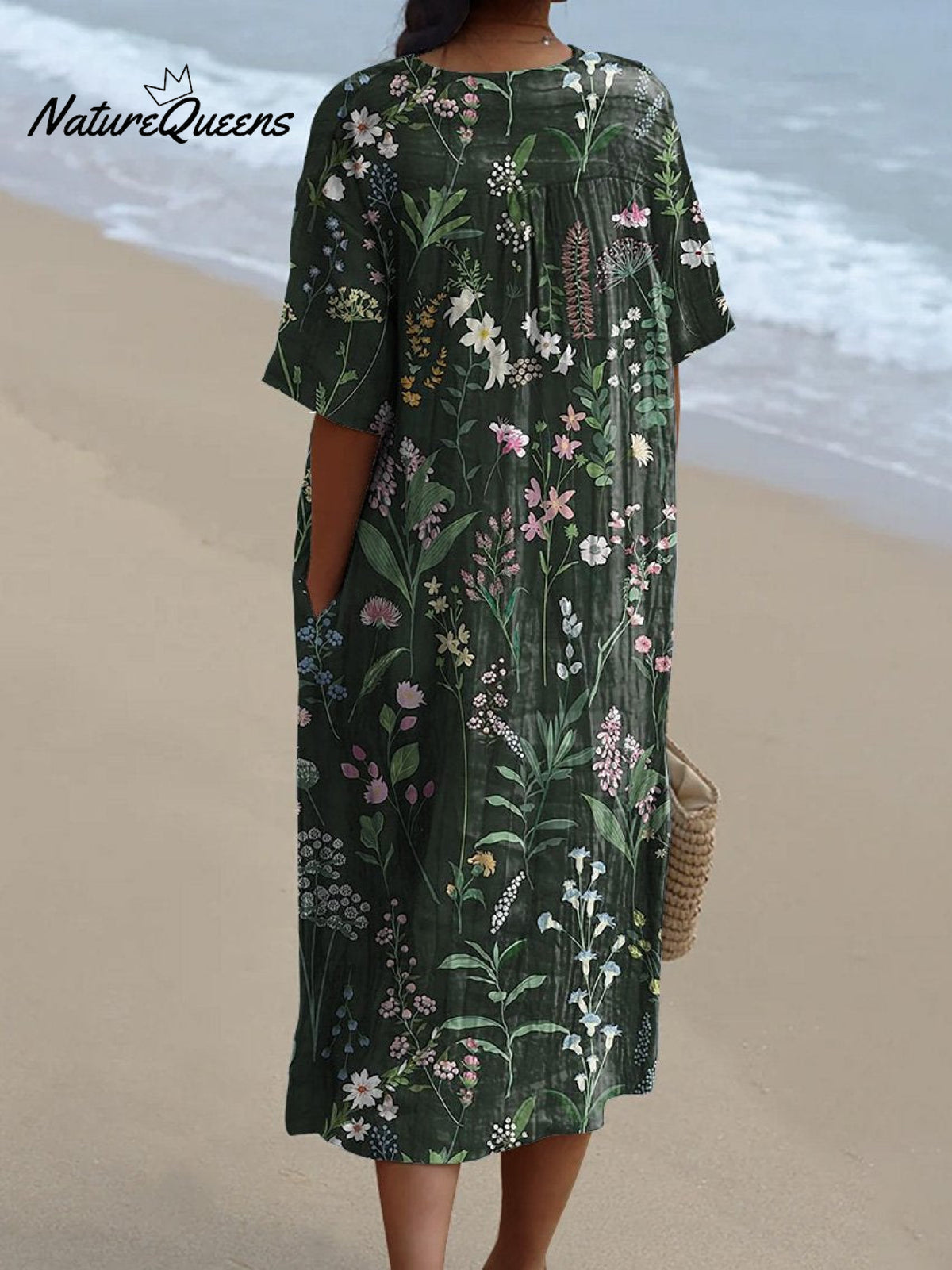 Spring Field In The Night Pattern Printed Women’s Flowy Dress