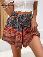 Women’s Summer Retro High - Waisted Paisley Print Board Shorts