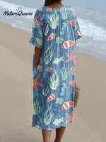 Women's SeabedArt PrintCasual Dress