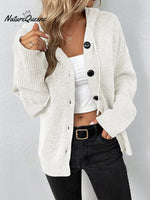Women's Autumn and Winter Drawstring Knitted Cardigan Sweater