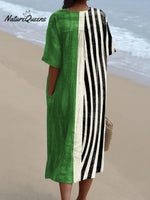 Women's Retro MinimalistAbstractArt Print Flowy Dress