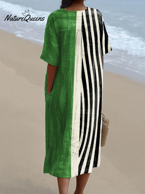 Women's Retro Minimalist  Abstract  Art Print Flowy Dress