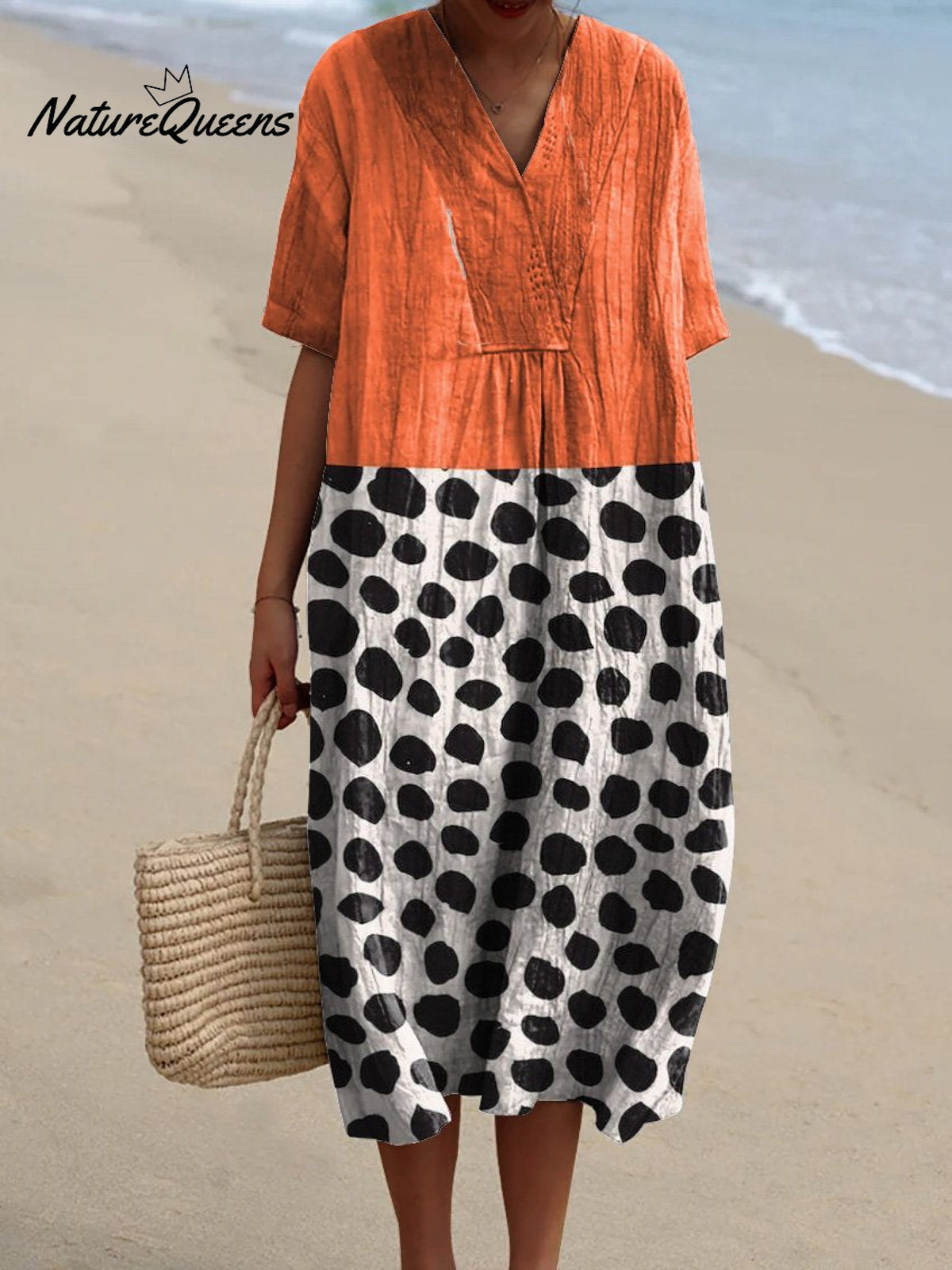 Contemporary Style Minimalist Art Printed Women's Flowy Dress