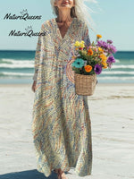 Women's VintageArt Print Flowy Dress