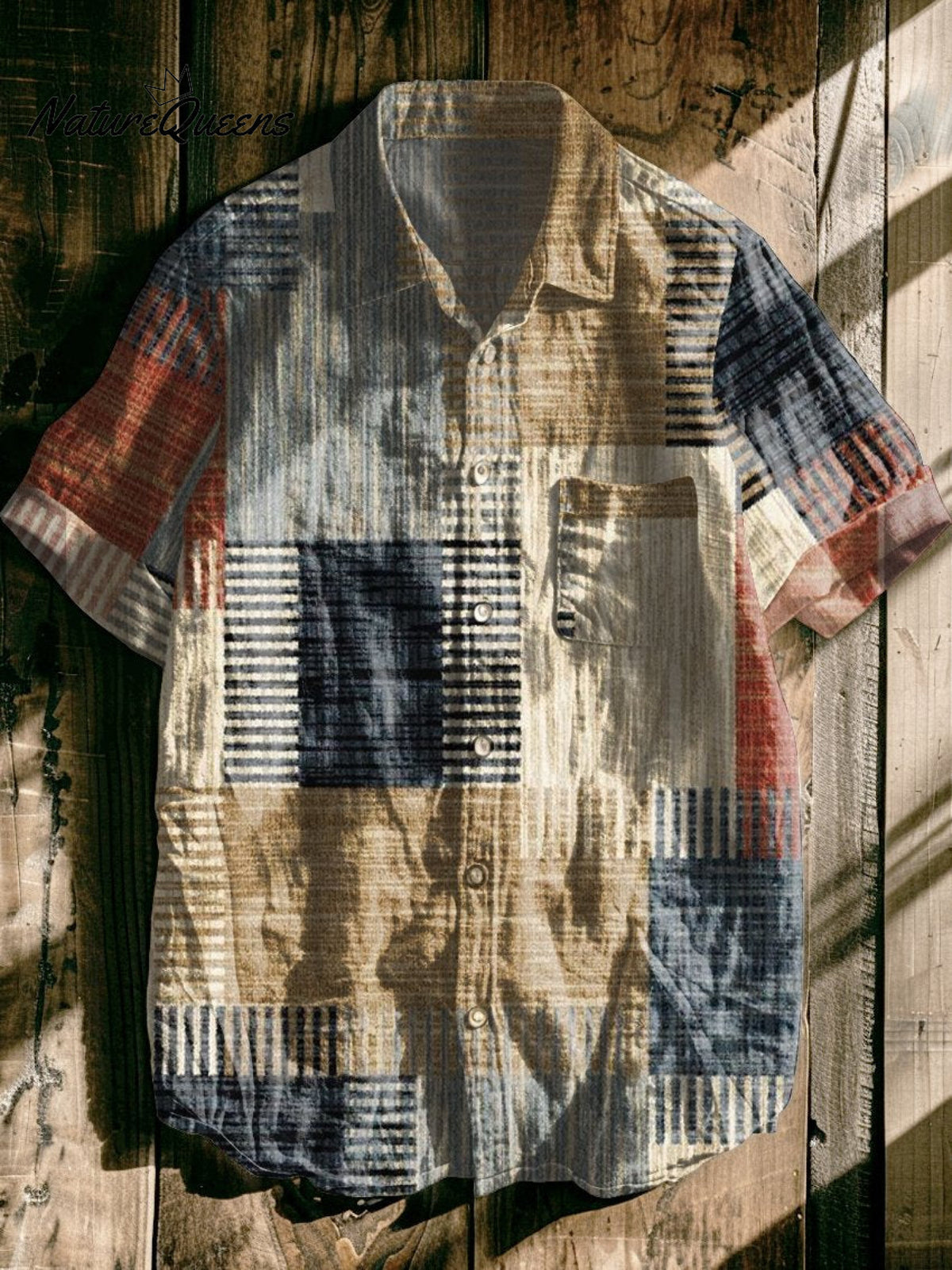 Vintage Art Print Casual 100% Cotton Shirt