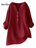 Women'sRetro Cotton And Linen Casual Shirt