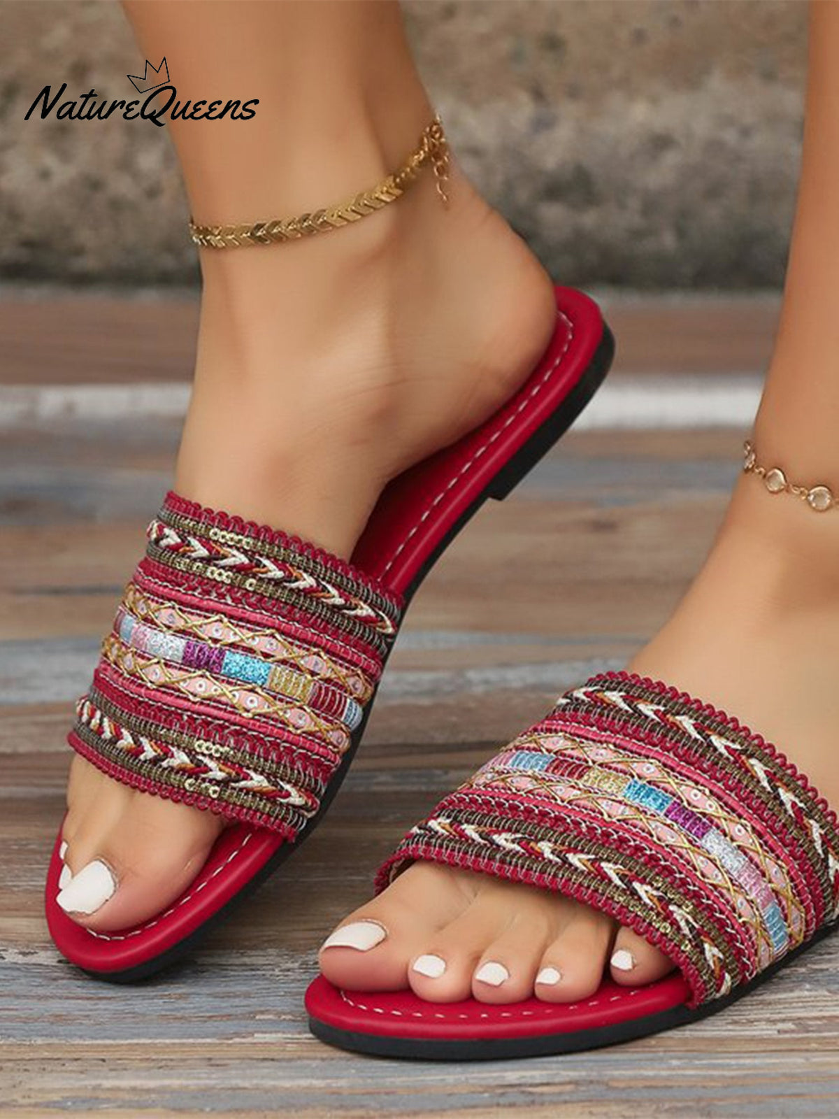 Women’s Pu Braided Bohemian Slippers