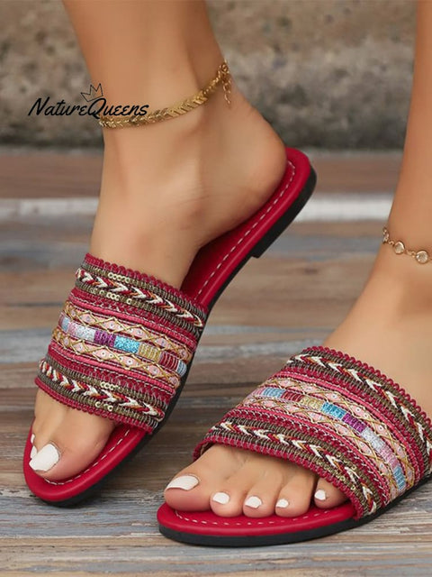 Women’s Pu Braided Bohemian Slippers