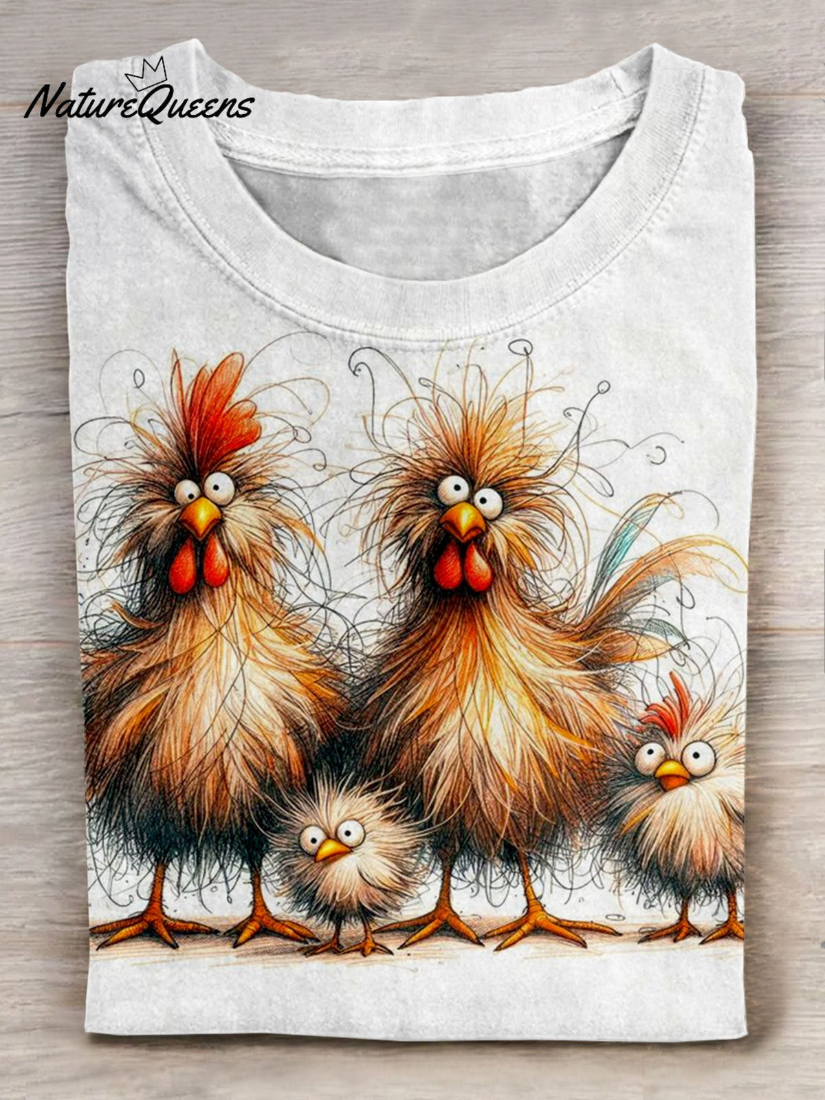 Cute Funny Chicken Family Art Print Casual Short Sleeve T-shirt